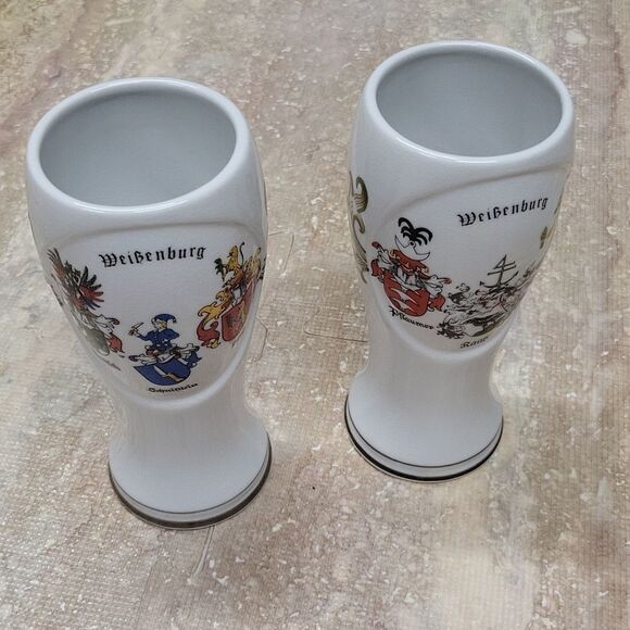weissenburg Other - WEISSENBURG PILSNER BEER STEINS PAIR OF 2 (VINTAGE 1992, 1993) WEIHNACHTEN
